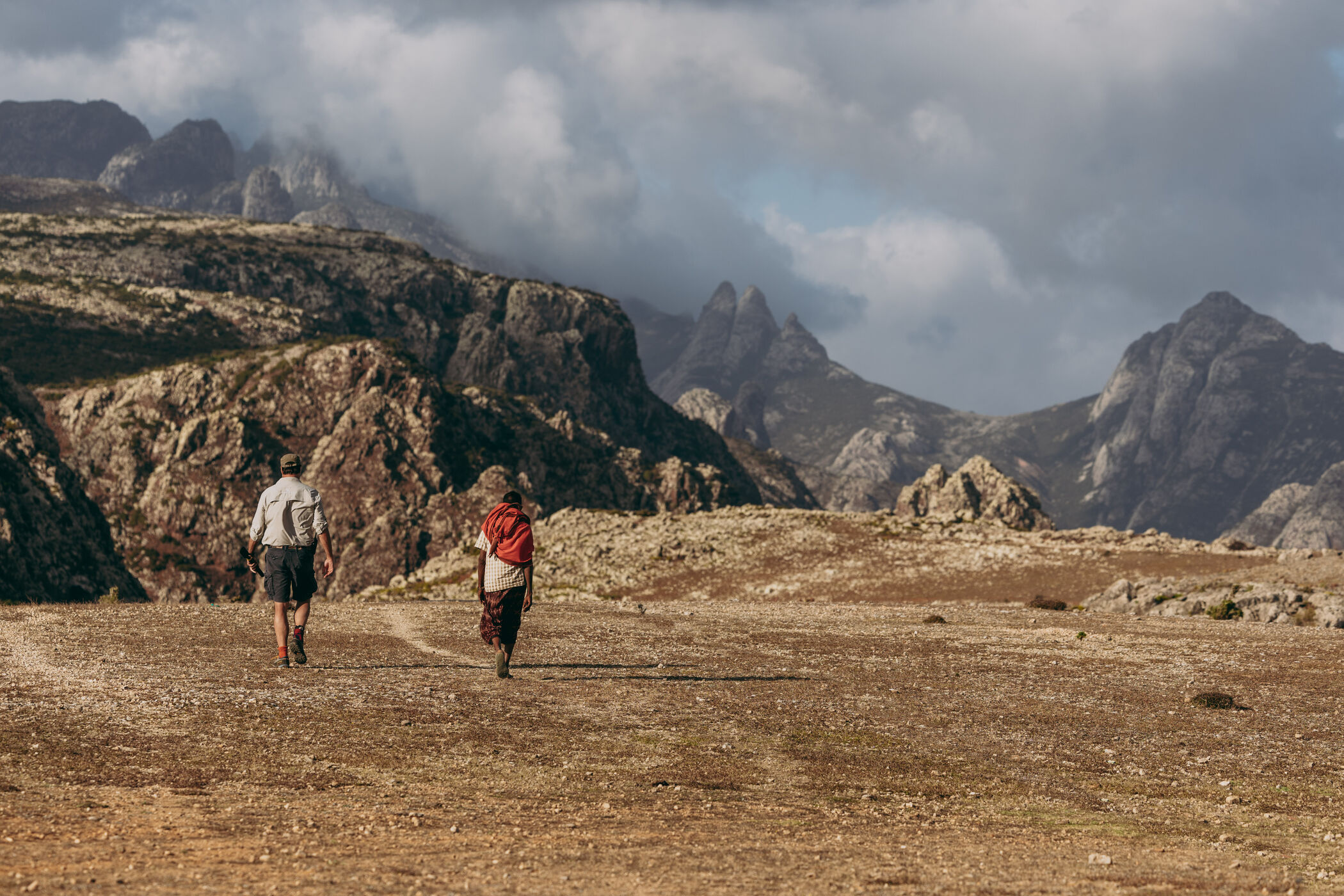 traveler in hagher mountain Socotra