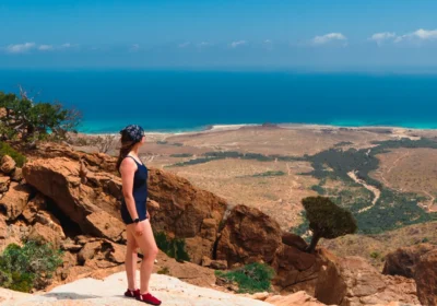 Traveler in Homhil Pleatue Socotra Island