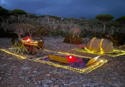 Camping in the wild in Socotra Island